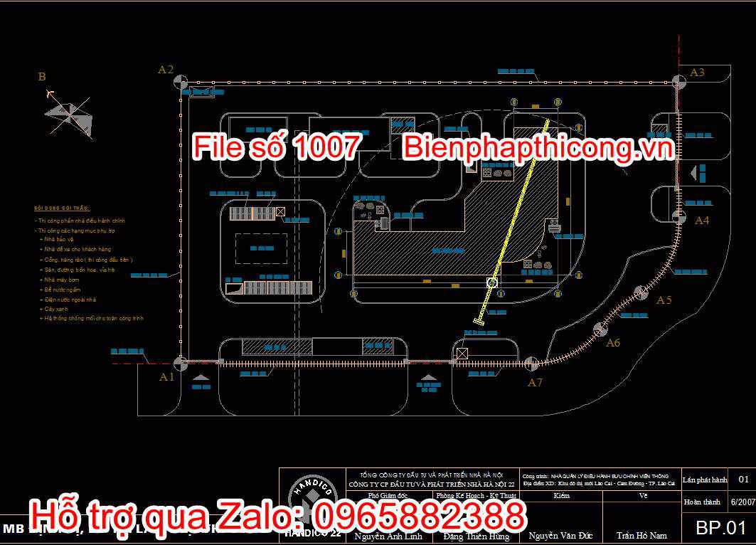 Bản vẽ mặt bằng định vị bố trí lán trại thi công