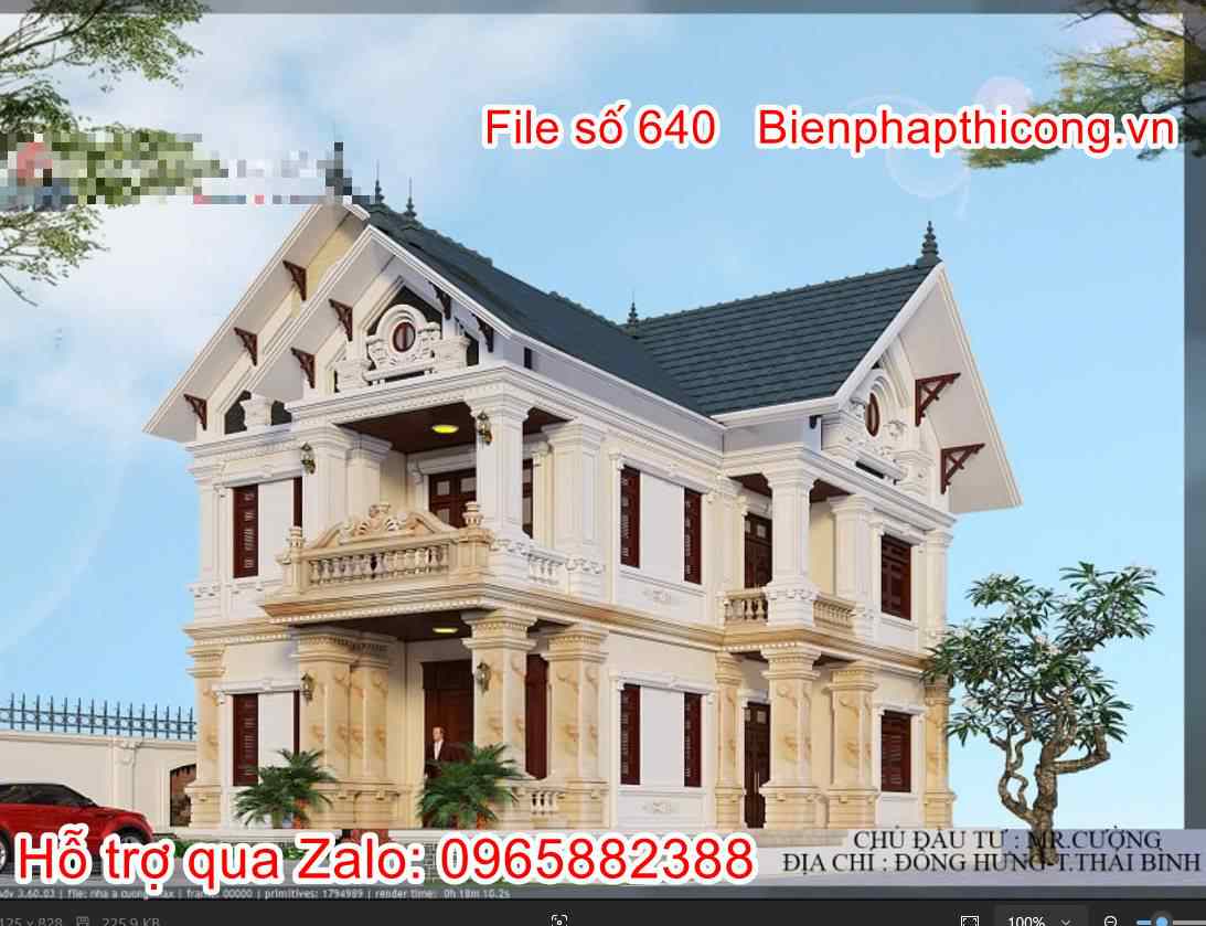Tải bản vẽ cad bản vẽ mái thái tân cổ full.