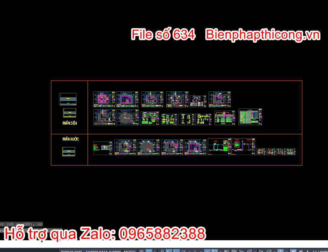 Thiết kế bản vẽ điện nước nhà cấp 4 full cad.