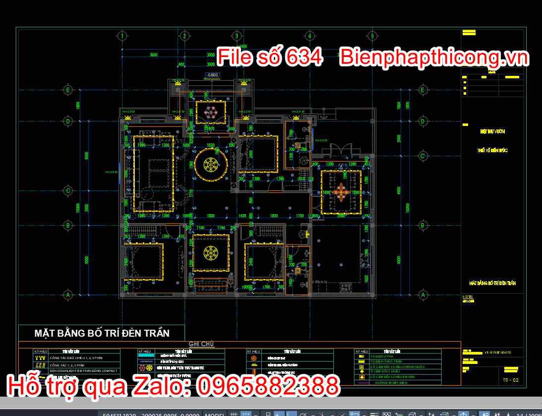 Thiết kế điện biệt thự 1 tầng cad.