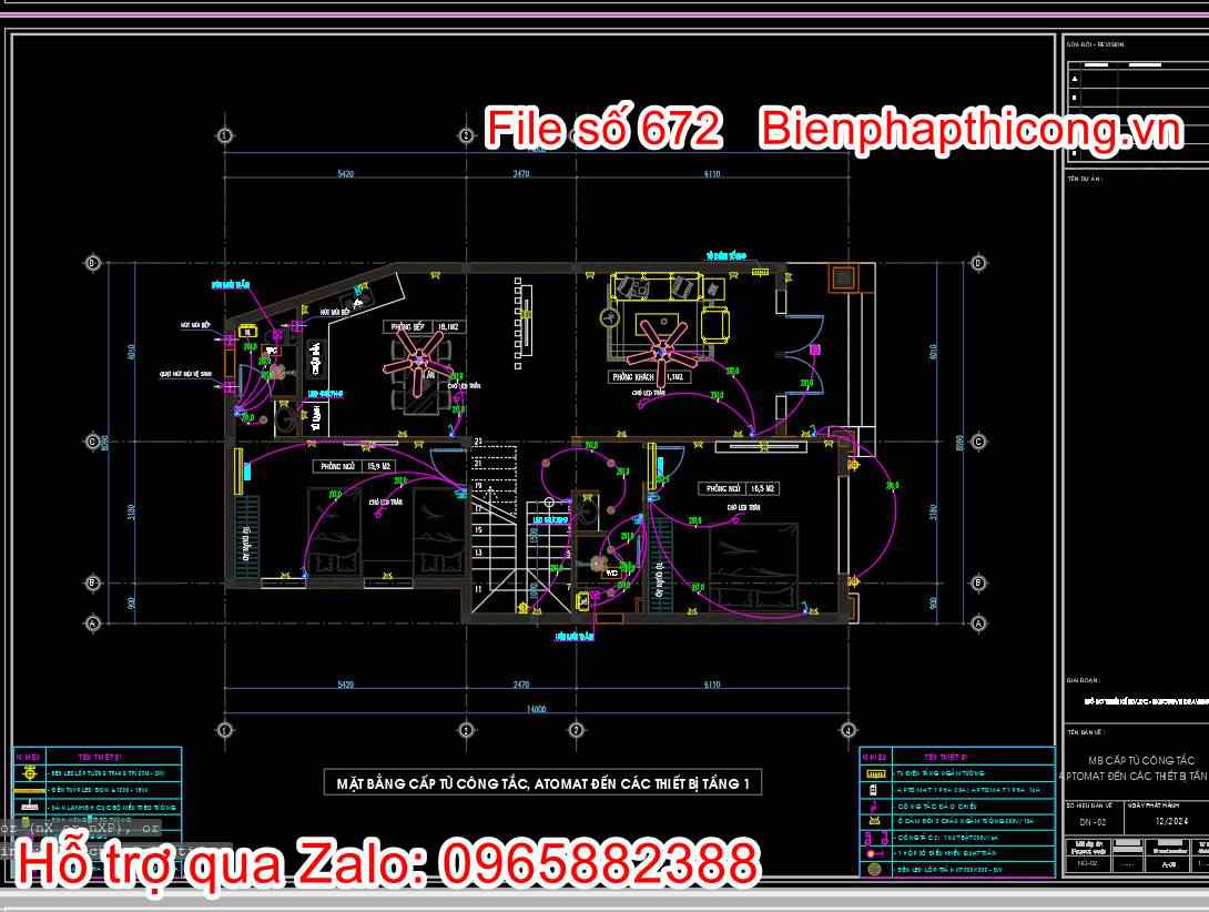 Thiết kế điện biệt thự 2 tầng mái thái 8m x 14m
