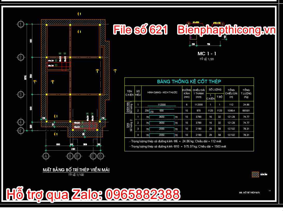 Thiết kế kết cấu nhà 1 tầng mái nhật tân cổ 8m x 16m