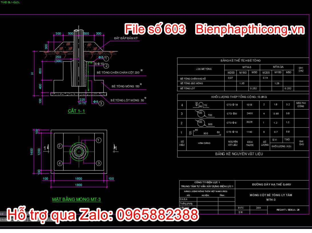 Thiết kế móng cột bê tông autocad.