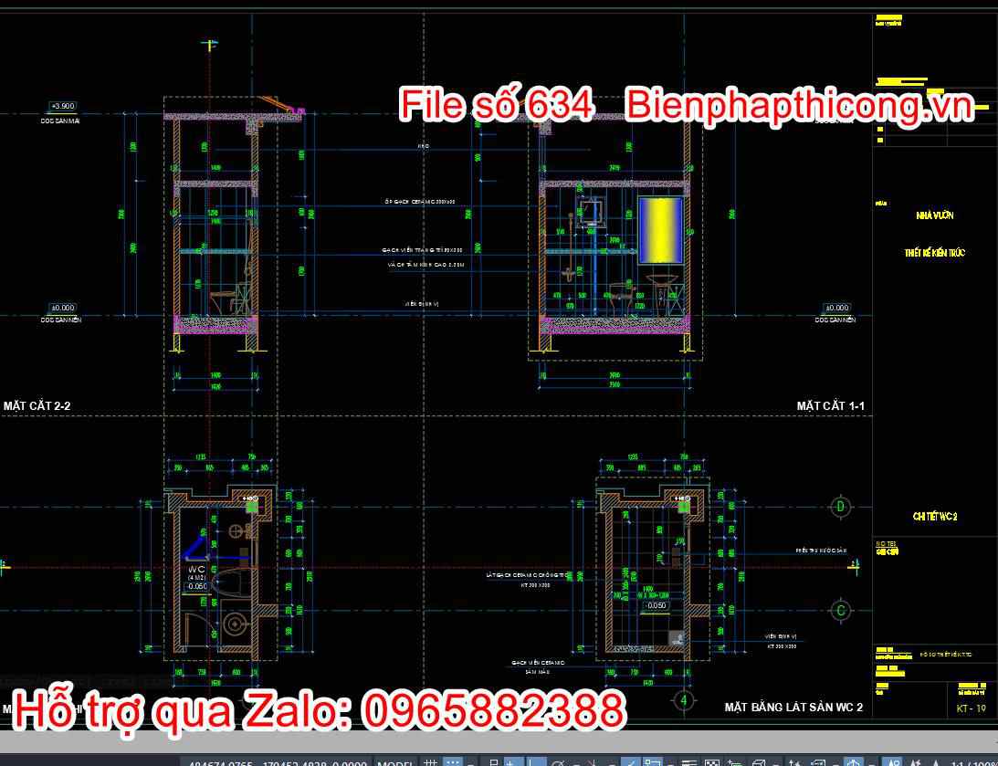 Thiết kế nhà vệ sinh nhà cấp 4 cad.