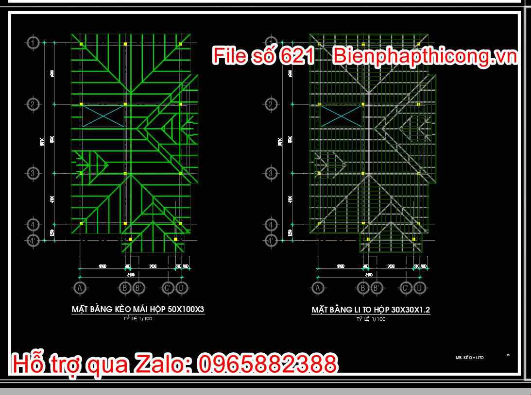 Thiết kế xà hộp mái nhà mái nhật full cad.
