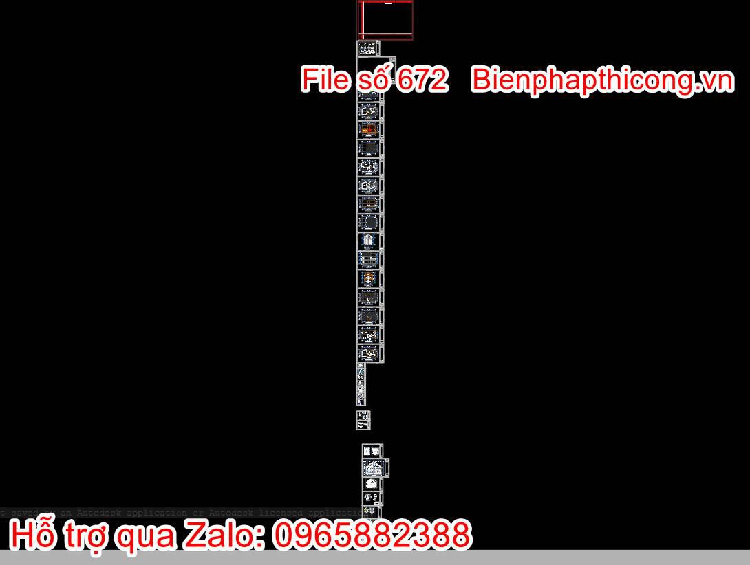 Tổng hợp bản vẽ kiến trúc nhà 2 tầng mái thái 8m x 14m