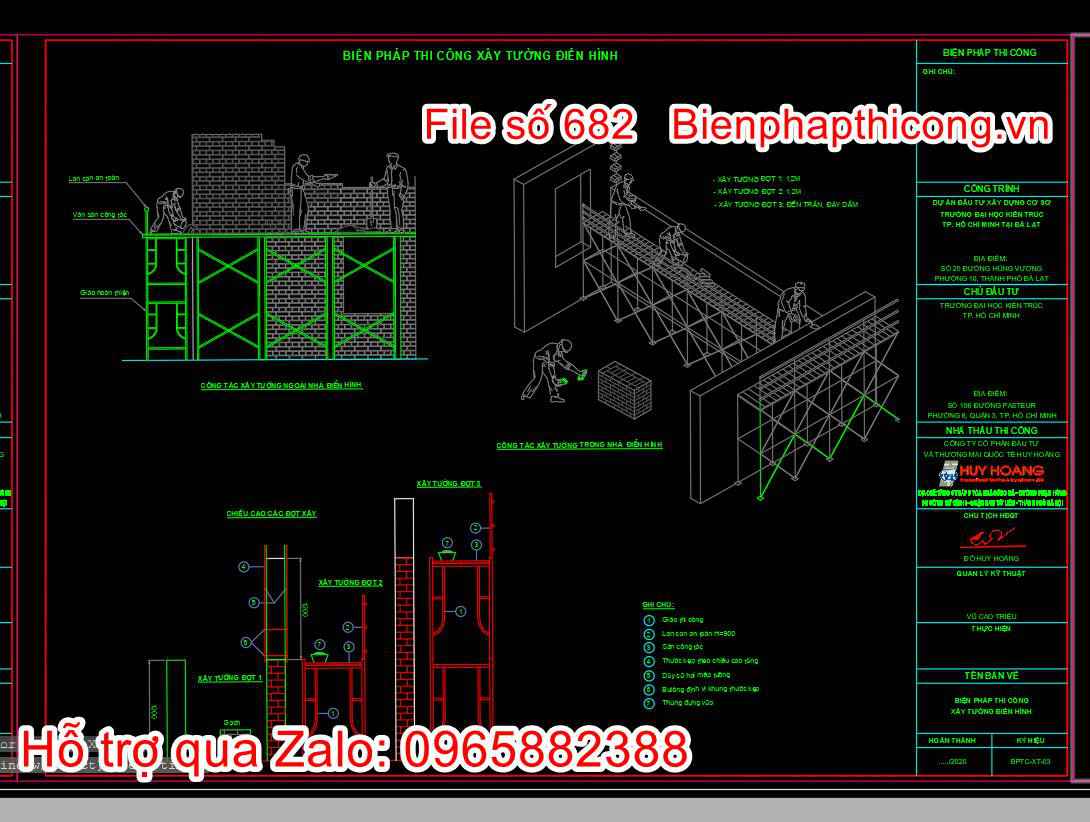 Bản vẽ biện pháp thi công xây tường điển hình.