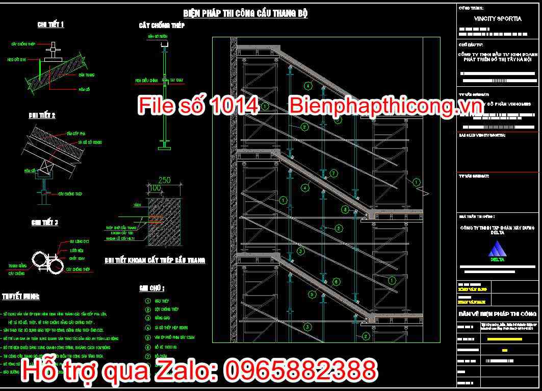 Bản vẽ biện pháp thi công cầu thang bộ