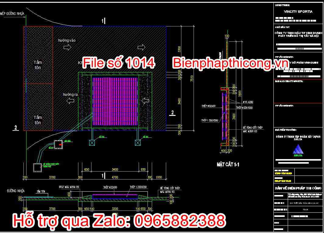 Bản vẽ biện pháp thi công chi tiết cầu rửa xe