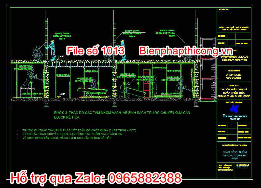 Bản vẽ Bước 3: Tháo dỡ các tấm nhôm vách, vệ sinh sạch