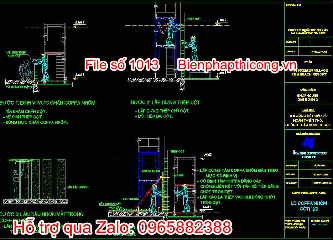 Bản vẽ lắp dựng cốp pha nhôm, cột