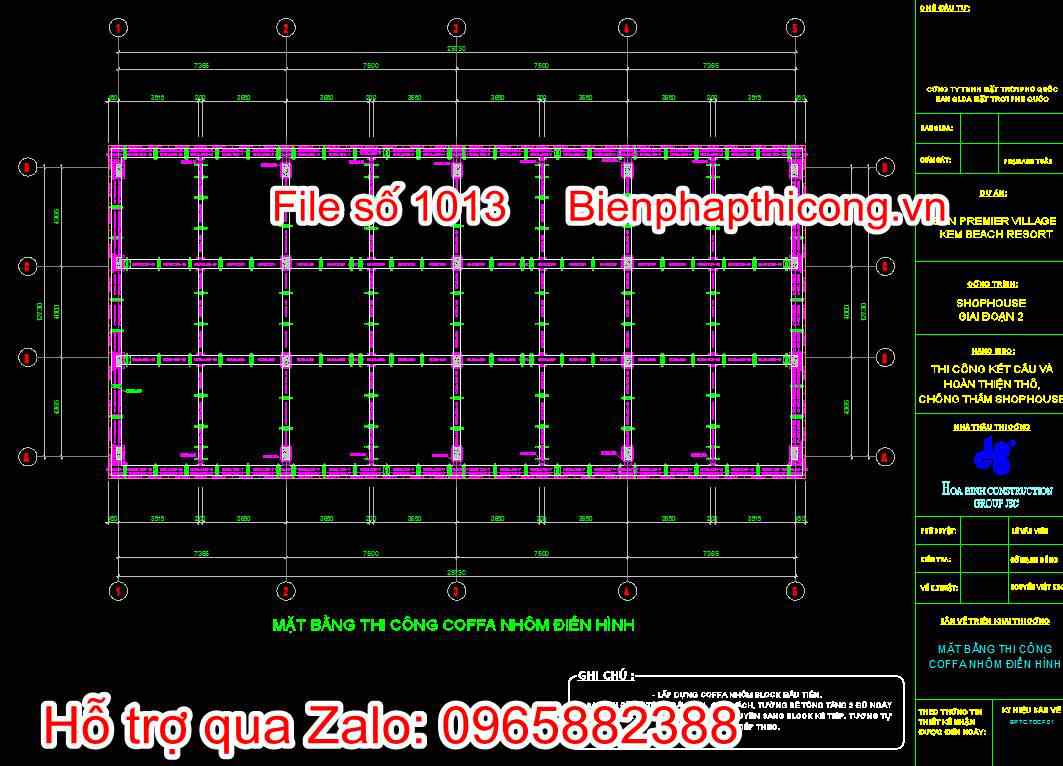Bản vẽ mặt bằng thi công cốp pha nhôm điển hình