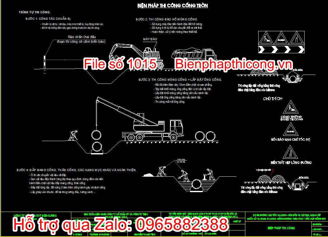 Bản vẽ biện pháp thi công cống tròn