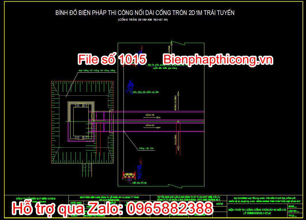 Bản vẽ bình đồ biện pháp thi công nối dài cống tròn trái tuyến 2