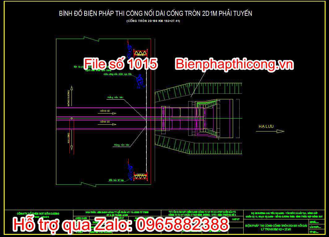 Bản vẽ bình đồ biện pháp thi công nối dài cống tròn trái tuyến 3
