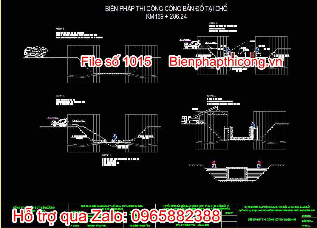 Bản vẽ biện pháp thi công cống bản đổ tại chỗ