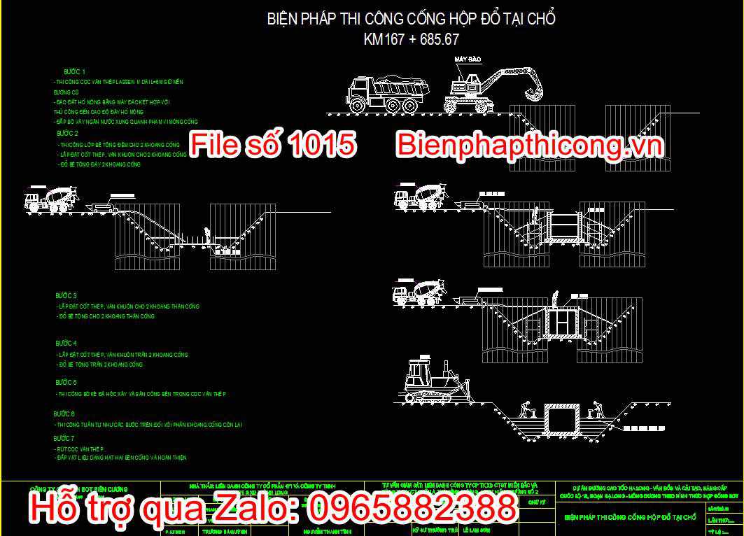 Bản vẽ biện pháp thi công cống hộp đổ tại chỗ