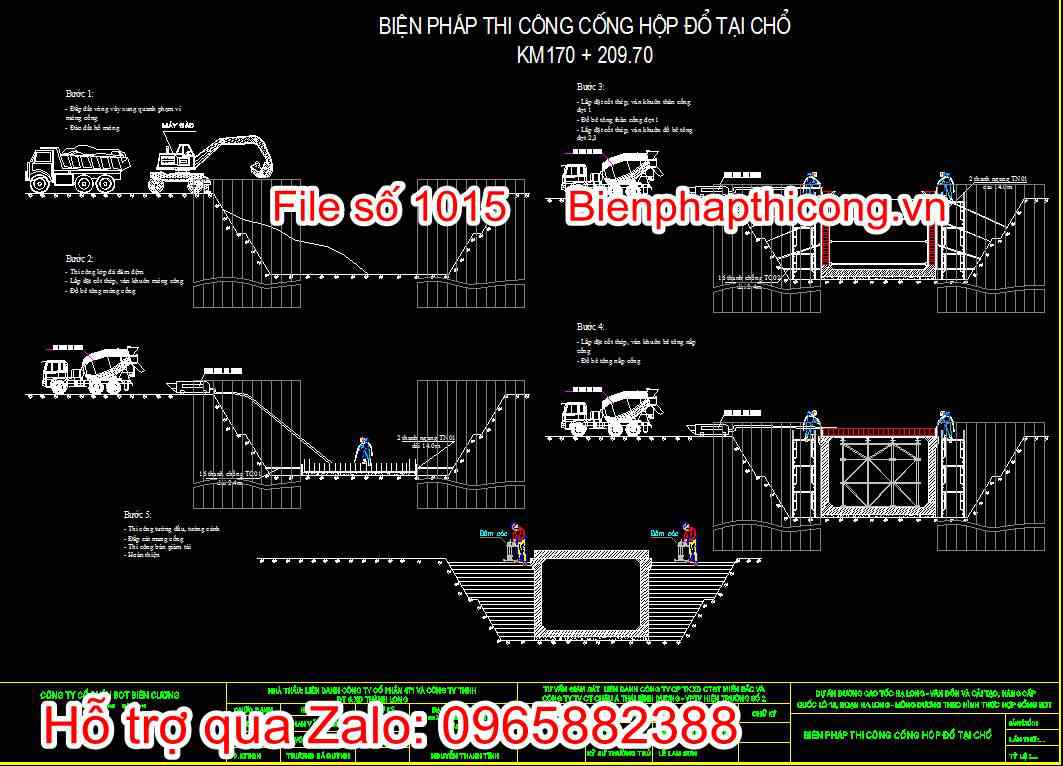Bản vẽ biện pháp thi công cống hộp đổ tại chỗ