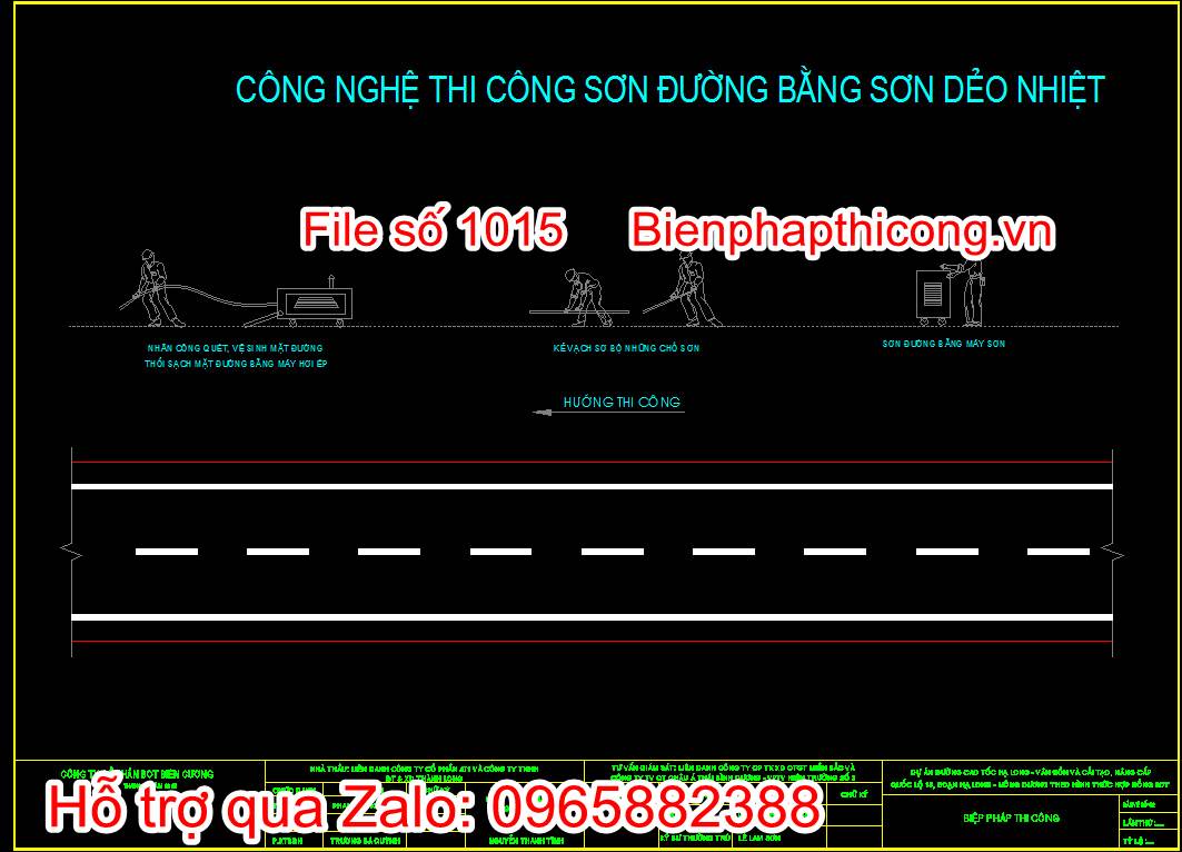Bản vẽ công nghệ thi công sơn đường bằng sơn dẻo nhiệt