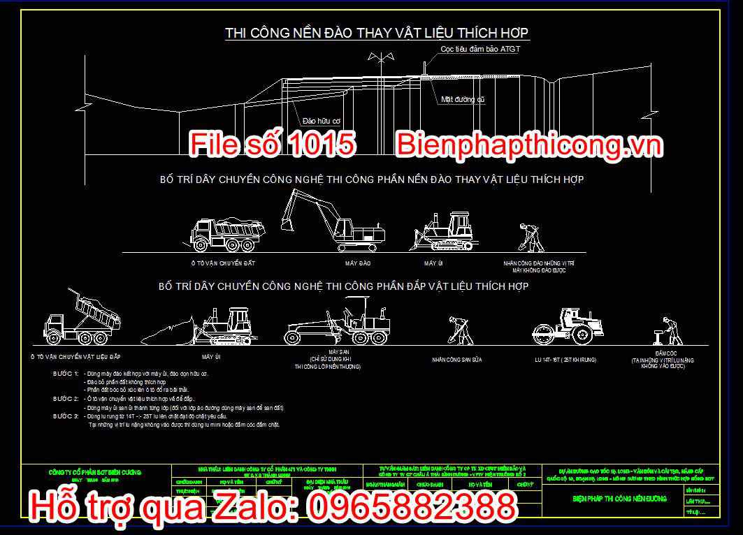 Bản vẽ thi công nền đào thay vật liệu thích hợp