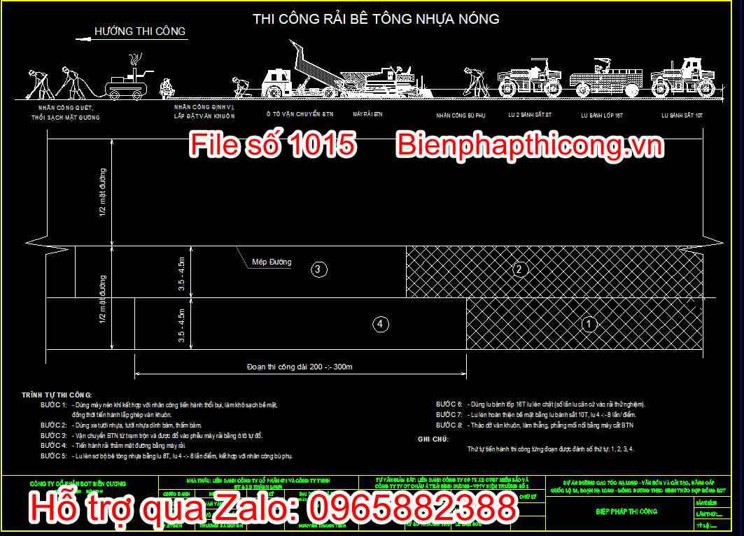 Bản vẽ thi công rải bê tông nhựa nóng