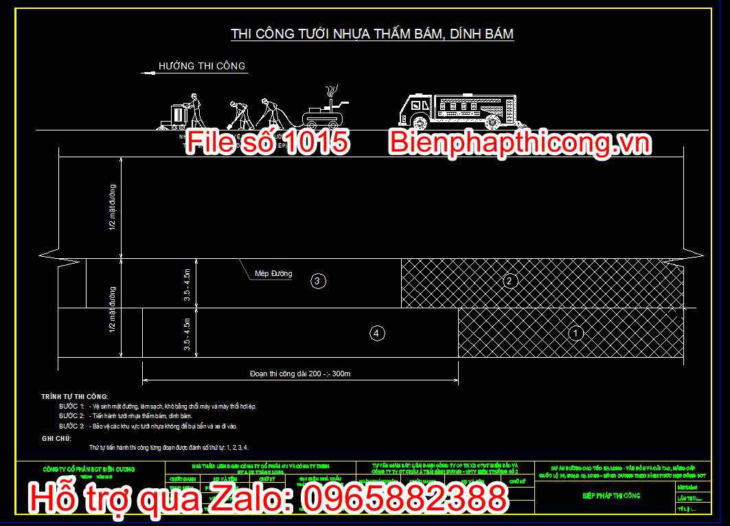 Bản vẽ thi công tưới nhựa thấm bám, dính bám