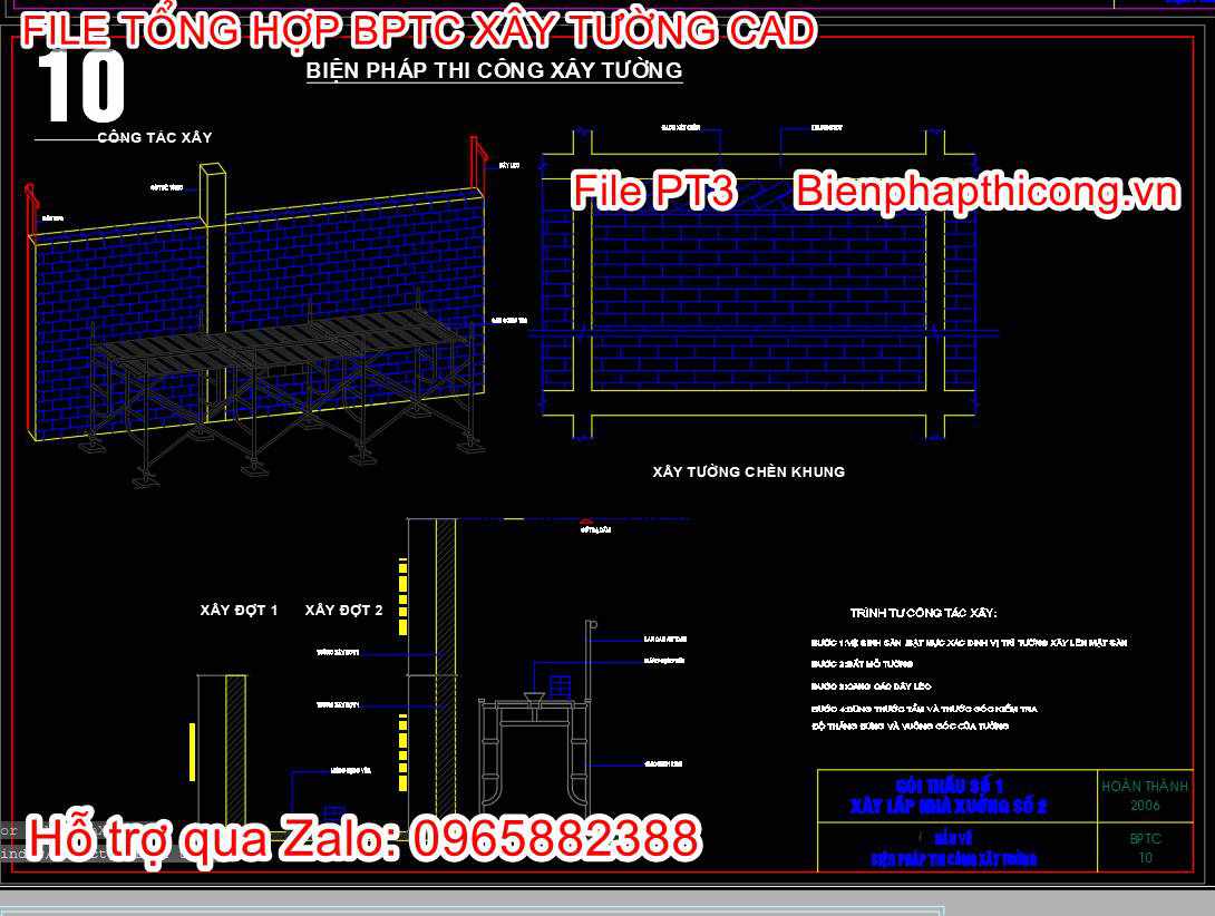 Biện pháp thi công xây tường phần thô cad.