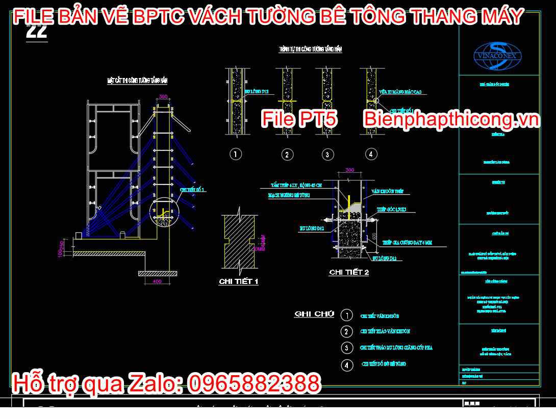 Bản vẽ biện pháp thi công tường tầng hầm.