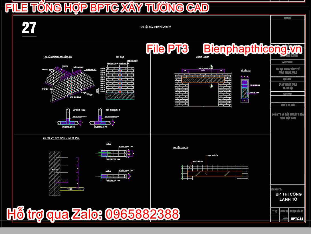 Chi tiết neo thép và lanh tô cad.