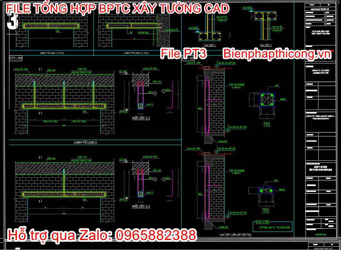 Bản vẽ bptc xây tường dự thầu.