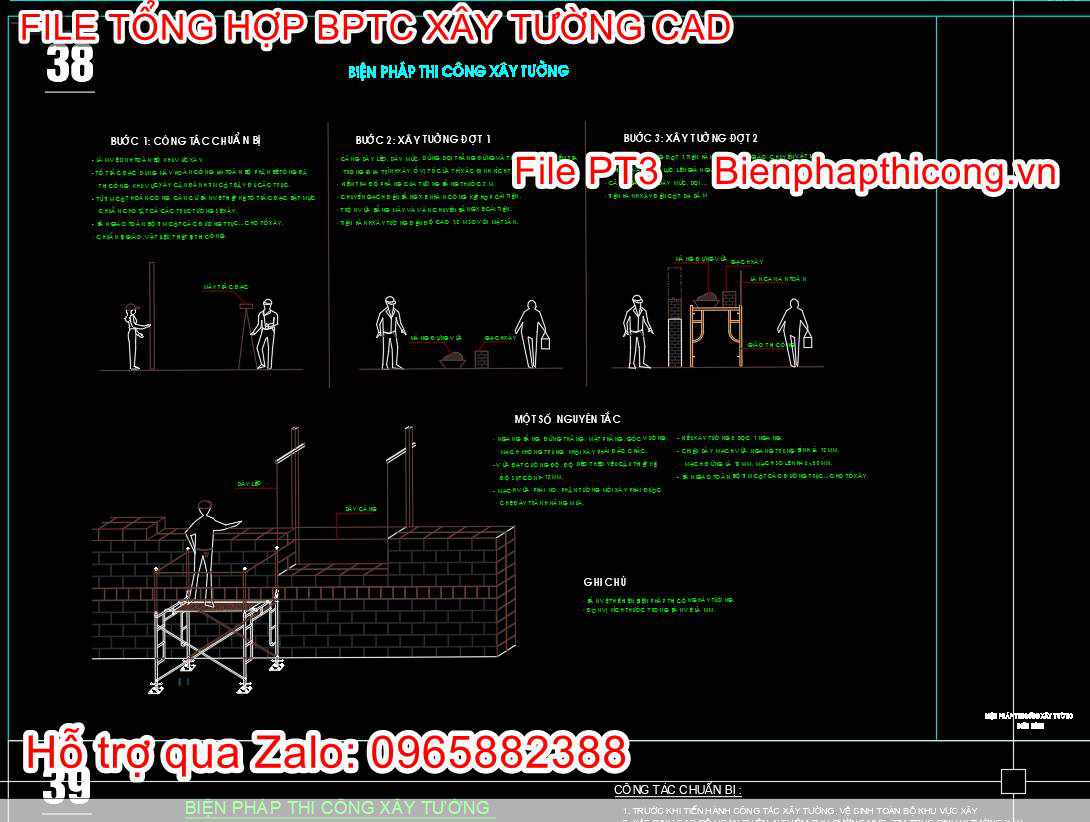 Biện pháp thi công xây tường cad.