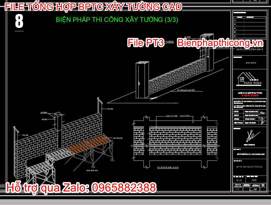 Biện pháp thi công xây tường cad.