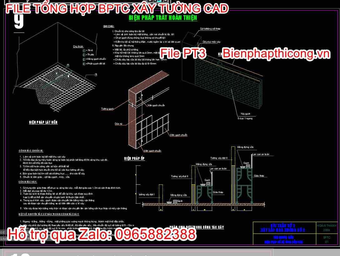 Bản vẽ biện pháp thi công phần xây.