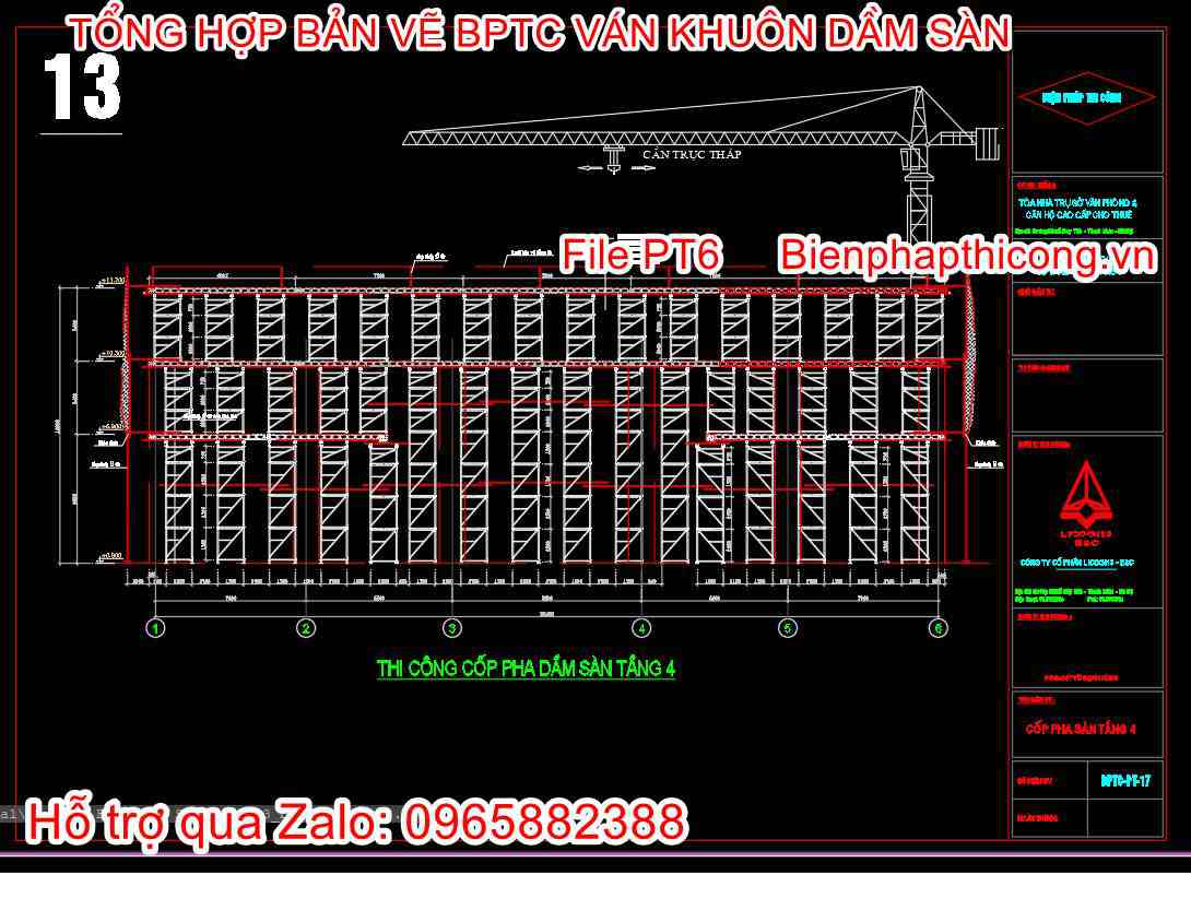 Bản vẽ biện pháp thi công cốp pha dầm sàn.