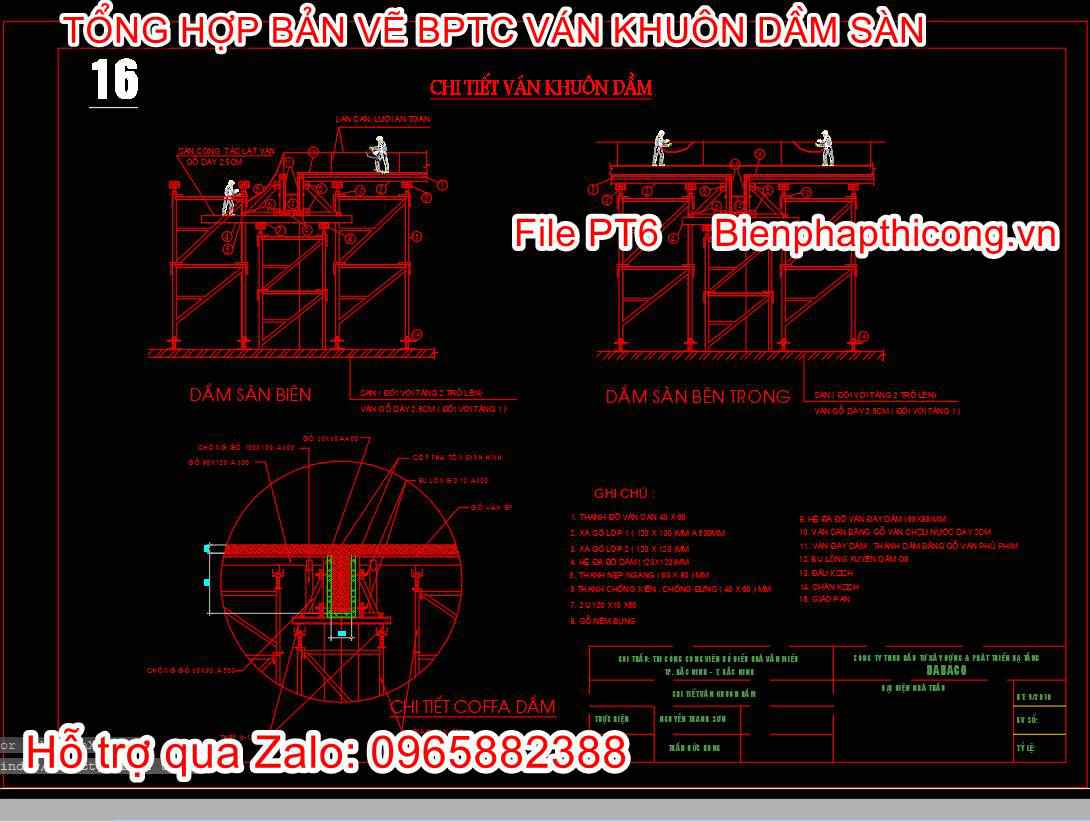 Bản vẽ chi tiết ván khuôn dầm sàn cad.