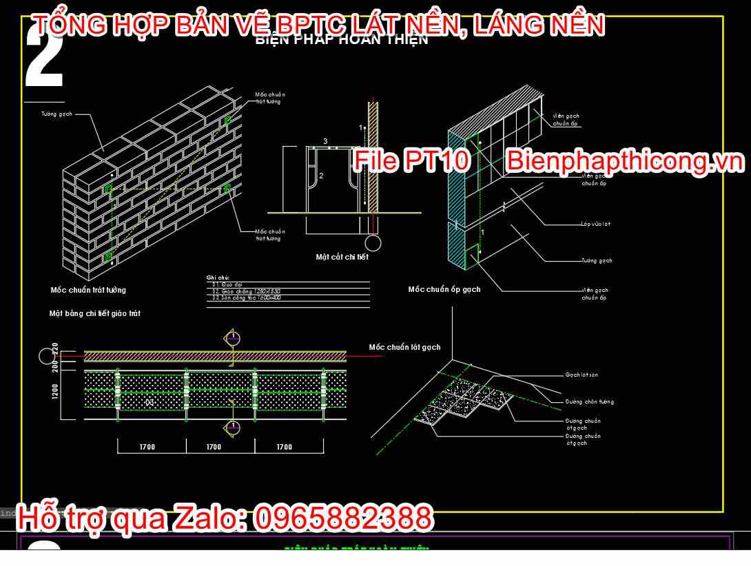 Bản vẽ biện pháp thi công lát gạch nền cad.