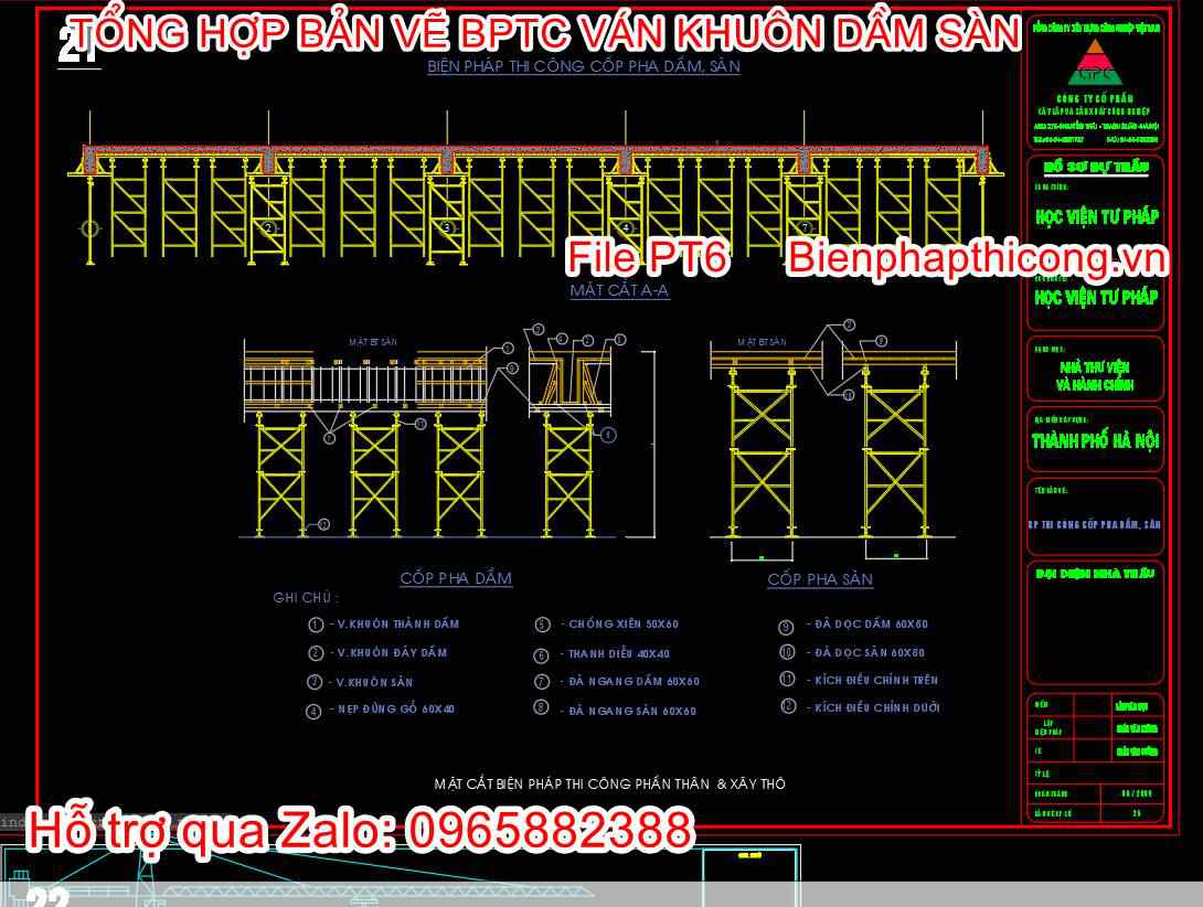 Bản vẽ biện pháp thi công cốp pha dầm sàn.