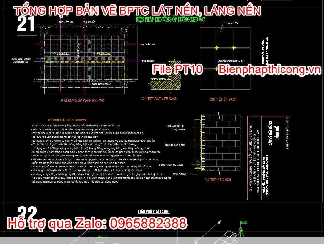 Bản vẽ biện pháp thi công lát nền cad.