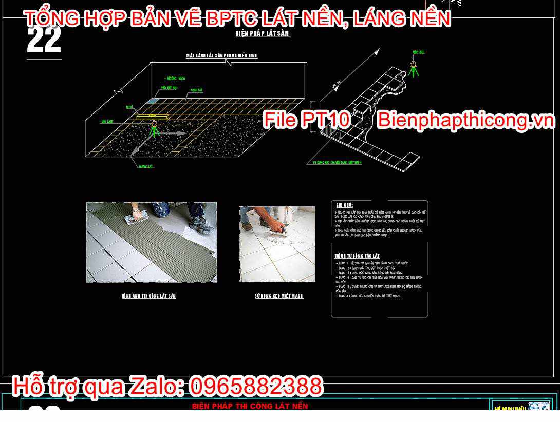 Bản vẽ biện pháp thi công lát sàn điển hình.