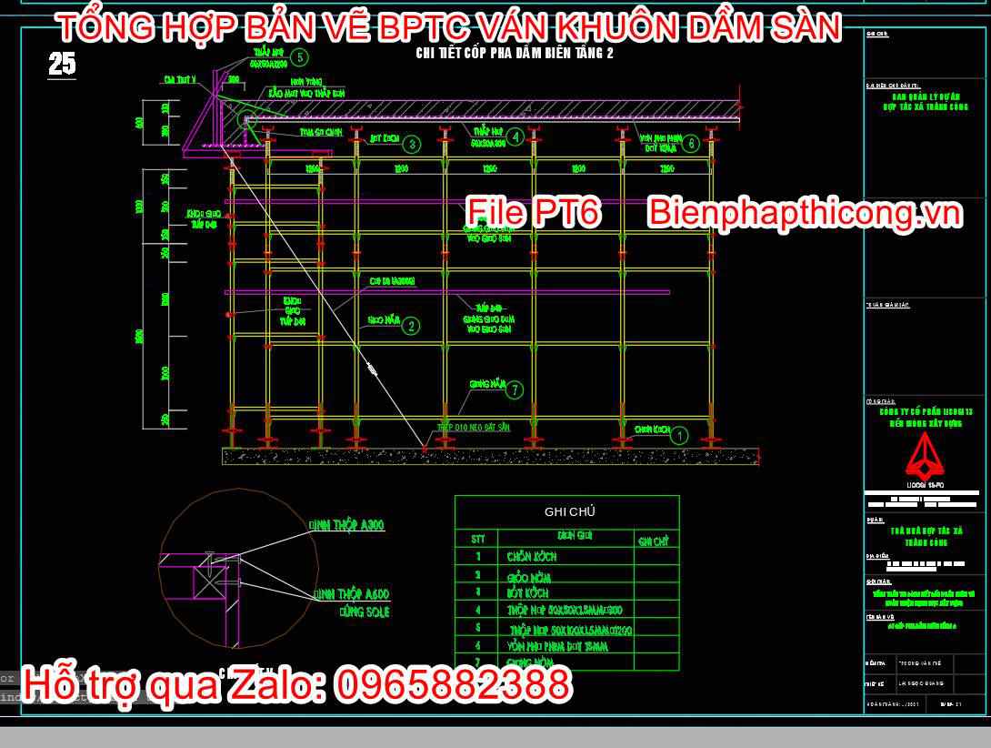 Chi tiết cốp pha dầm biên cad.