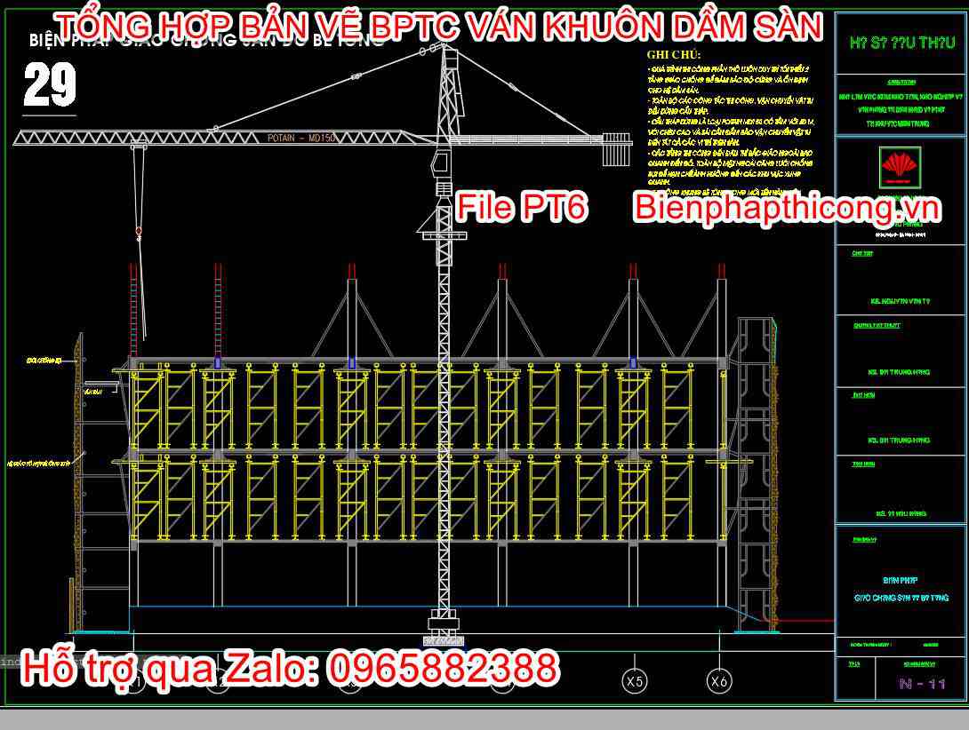 Biện pháp giáo chống sàn đổ bê tông cad.