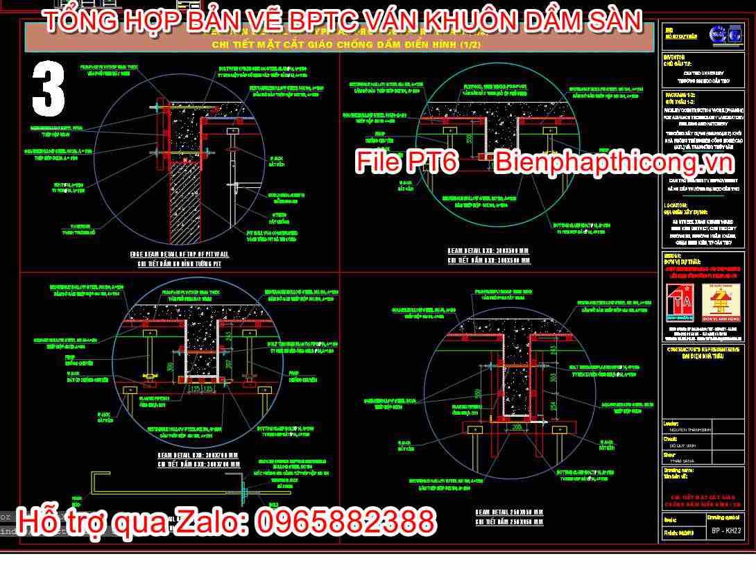 Bản vẽ biện pháp thi công mặt cắt giáo chống điển hình.