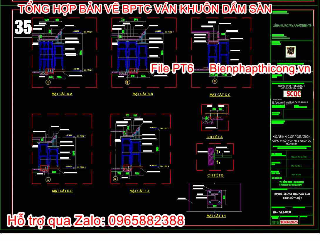 Bản vẽ cad biện pháp coppha dầm sàn.