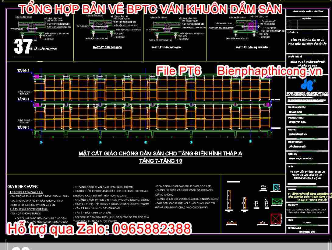 Mặt cắt giáo chống dầm sàn cad.