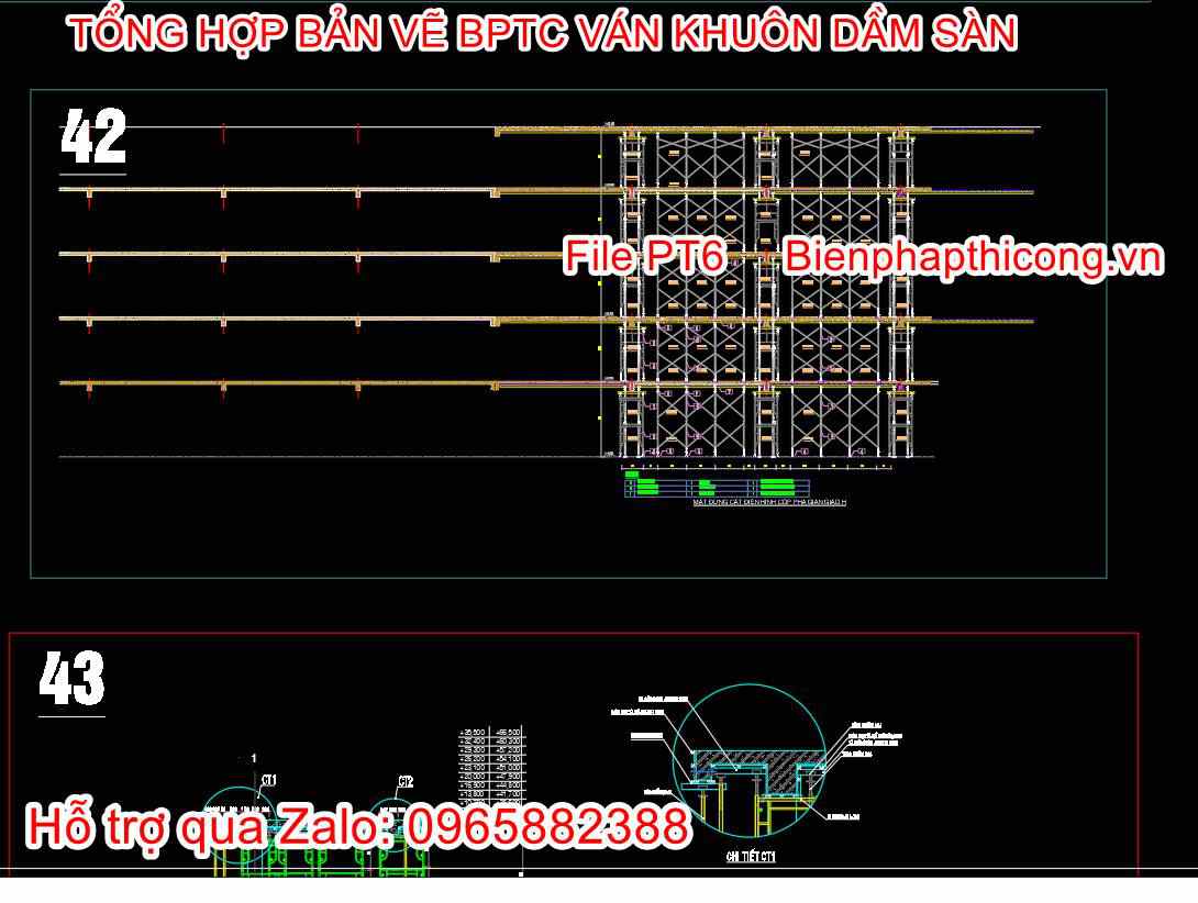 Bản vẽ biện pháp thi công ván khuôn dầm sàn.