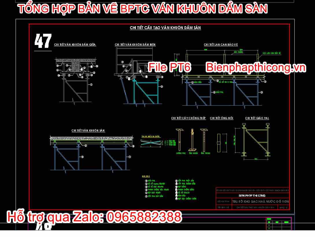 Chi tiết cấu tạo ván khuôn dầm sàn cad.