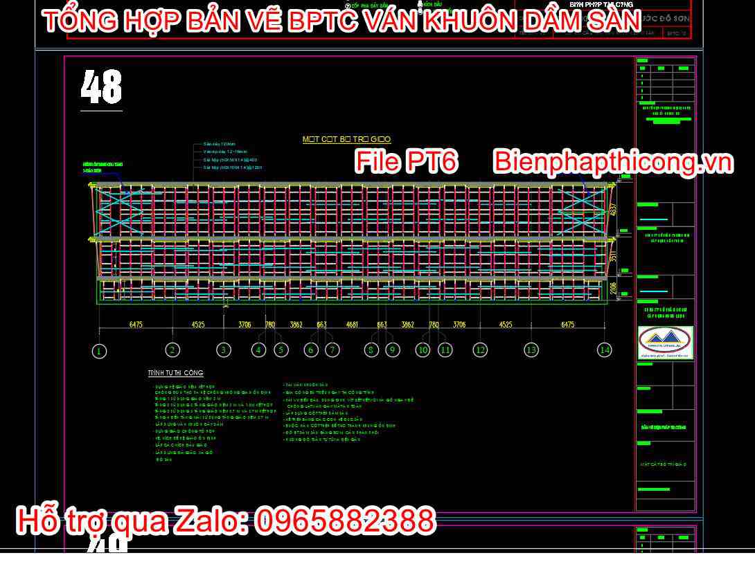 Mặt cắt bố trí giáo cad.