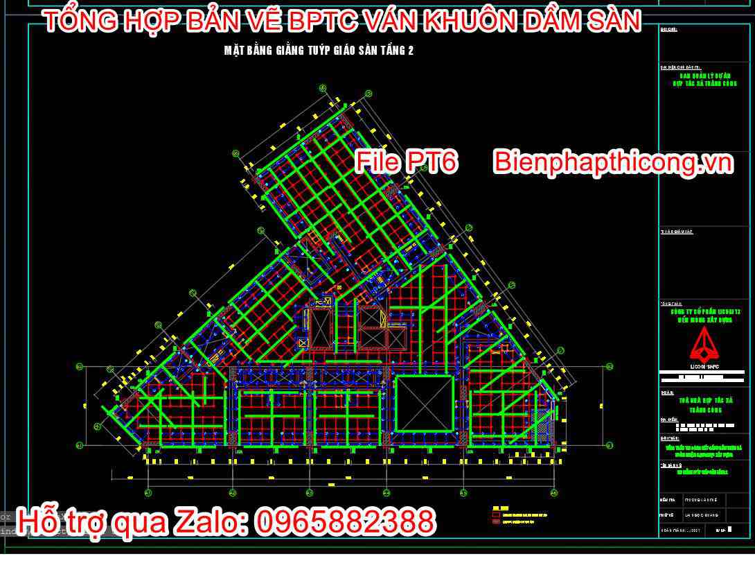Mặt bằng giằng tuýp giáo sàn tầng 2