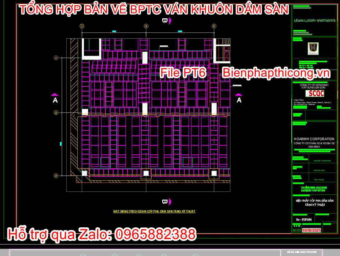 Mặt bằng trích đoạn coppha dầm sàn cad
