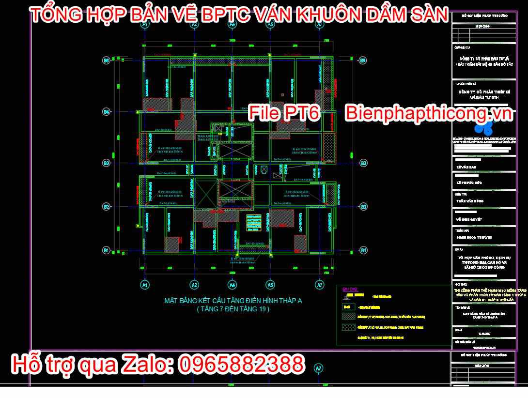 Mặt bằng kết cấu tầng điển hình cad.